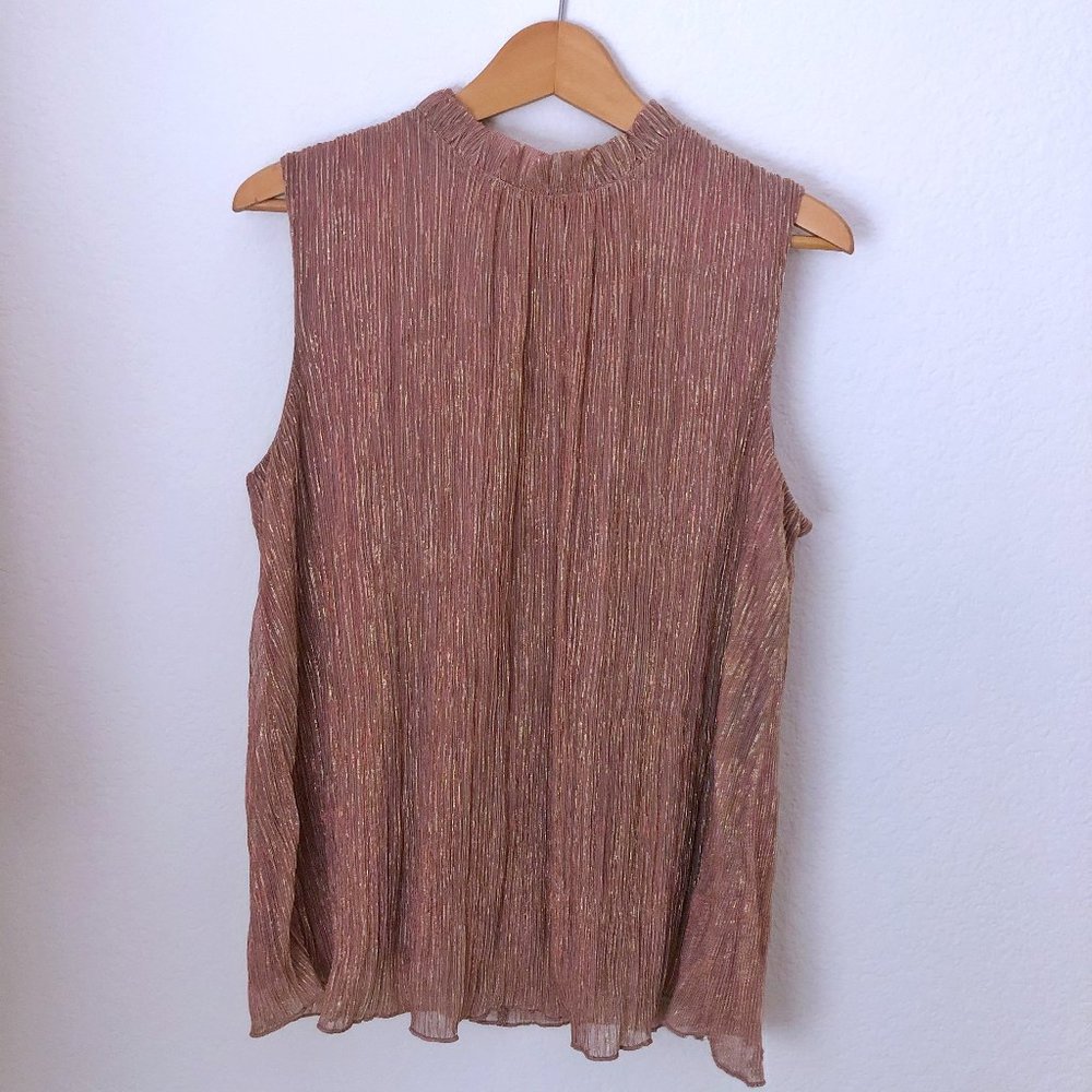 Eri + Ali Ruffled Mock Neck Blouse Size Large